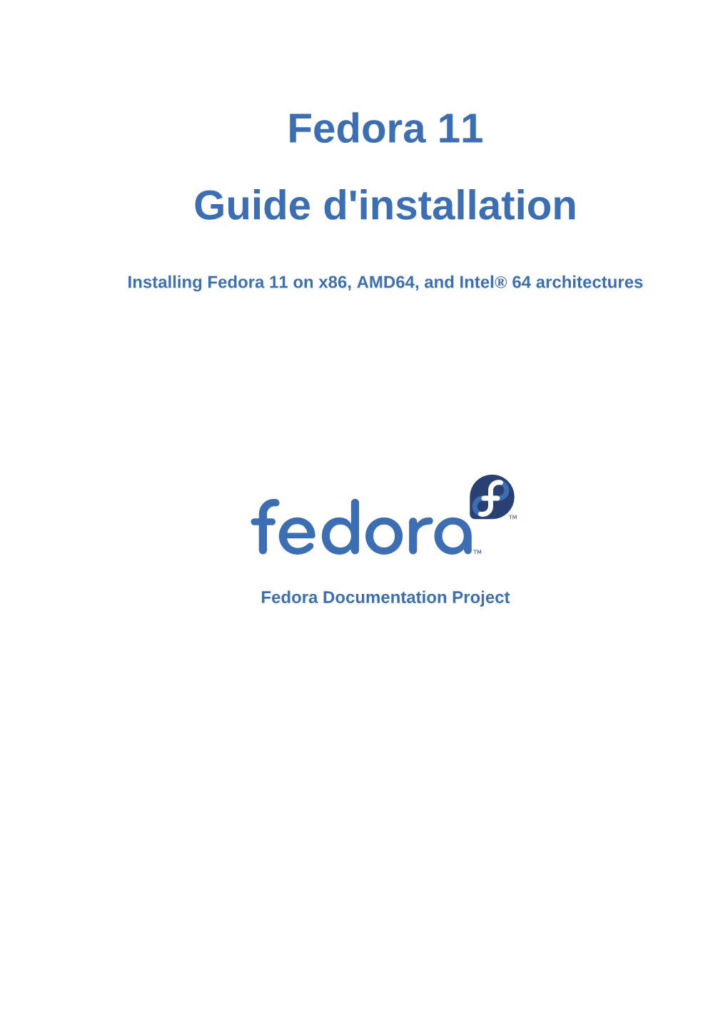 Fedora 11 Guide D'installation