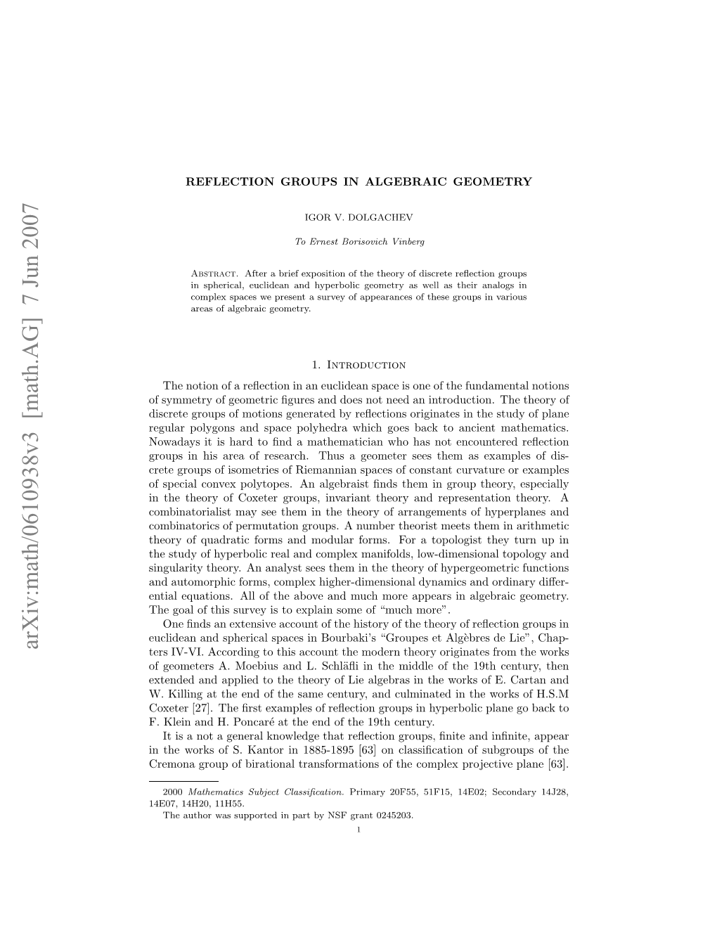 Arxiv:Math/0610938V3 [Math.AG] 7 Jun 2007 H Olo Hssre St Xli Oeo Mc More”