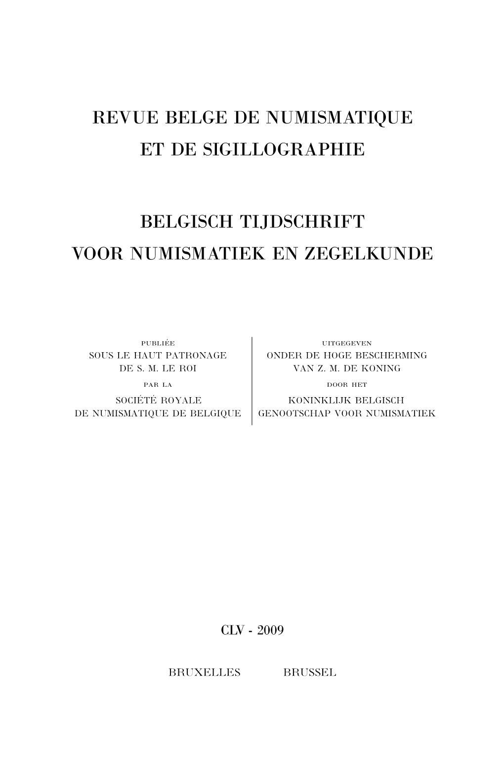 Revue Belge De Numismatique Et De Sigillographie