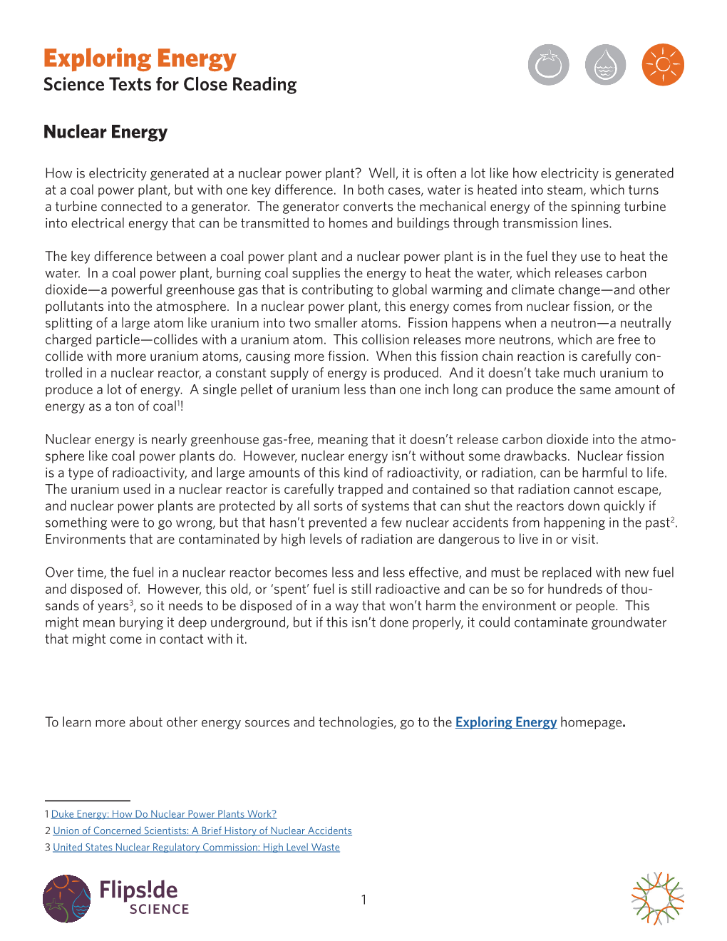 Nuclear Energy Reading