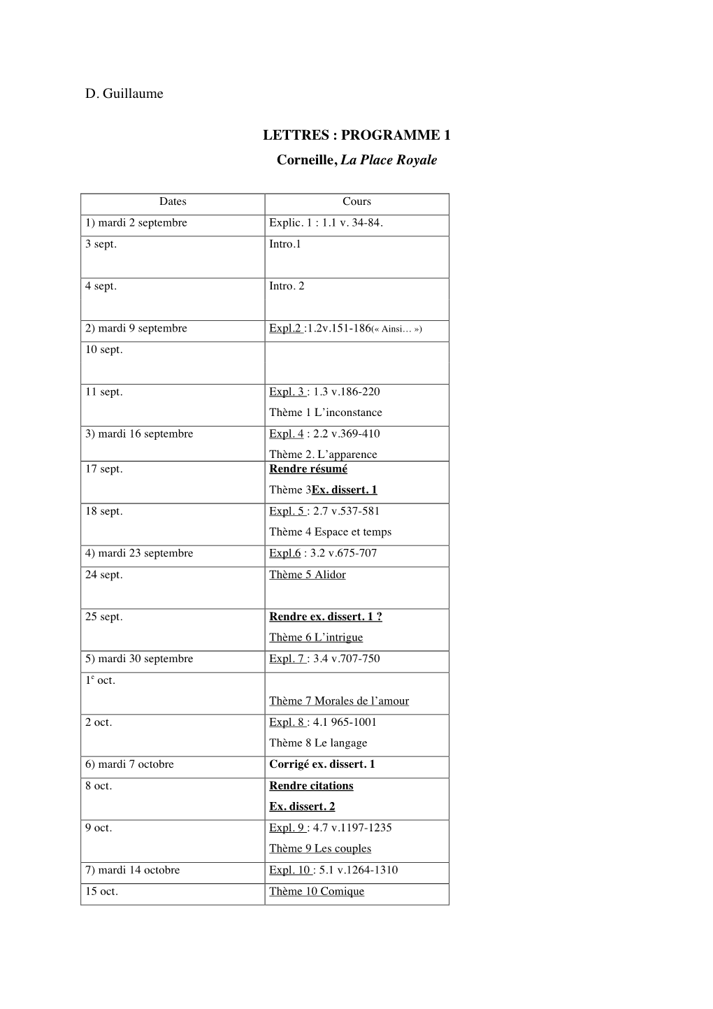 PROGRAMME 1 Corneille, La Place Royale