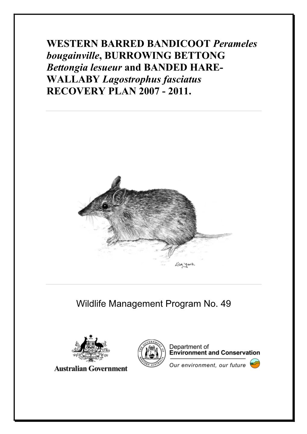 Threatened Shark Bay Marsupials Recovery Plan