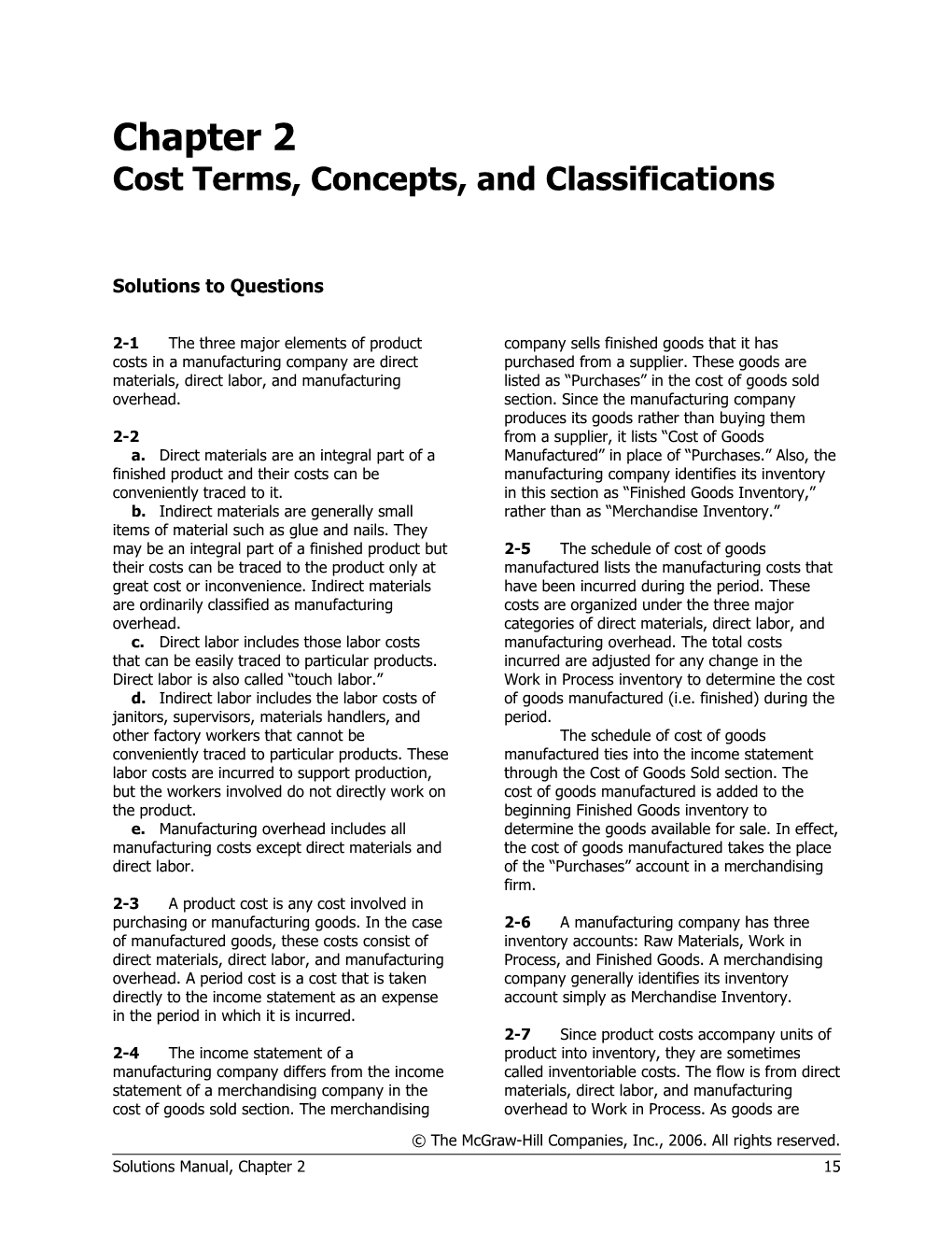 Cost Terms, Concepts, and Classifications