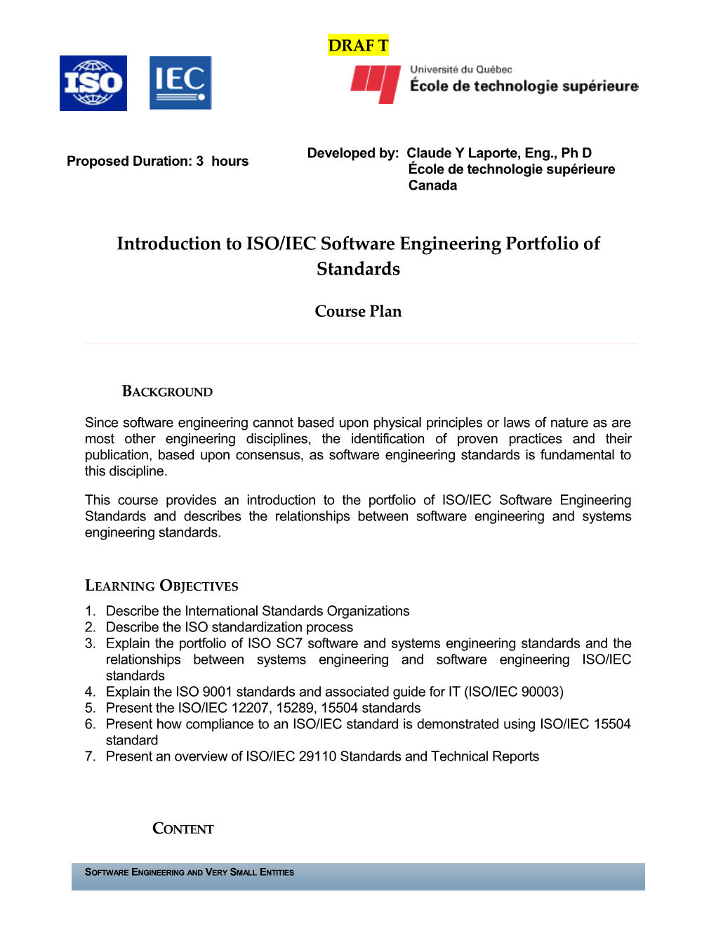 Introduction to ISO/IEC Software Engineering Portfolio of Standards