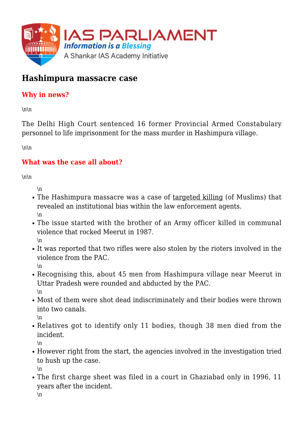 Hashimpura Massacre Case