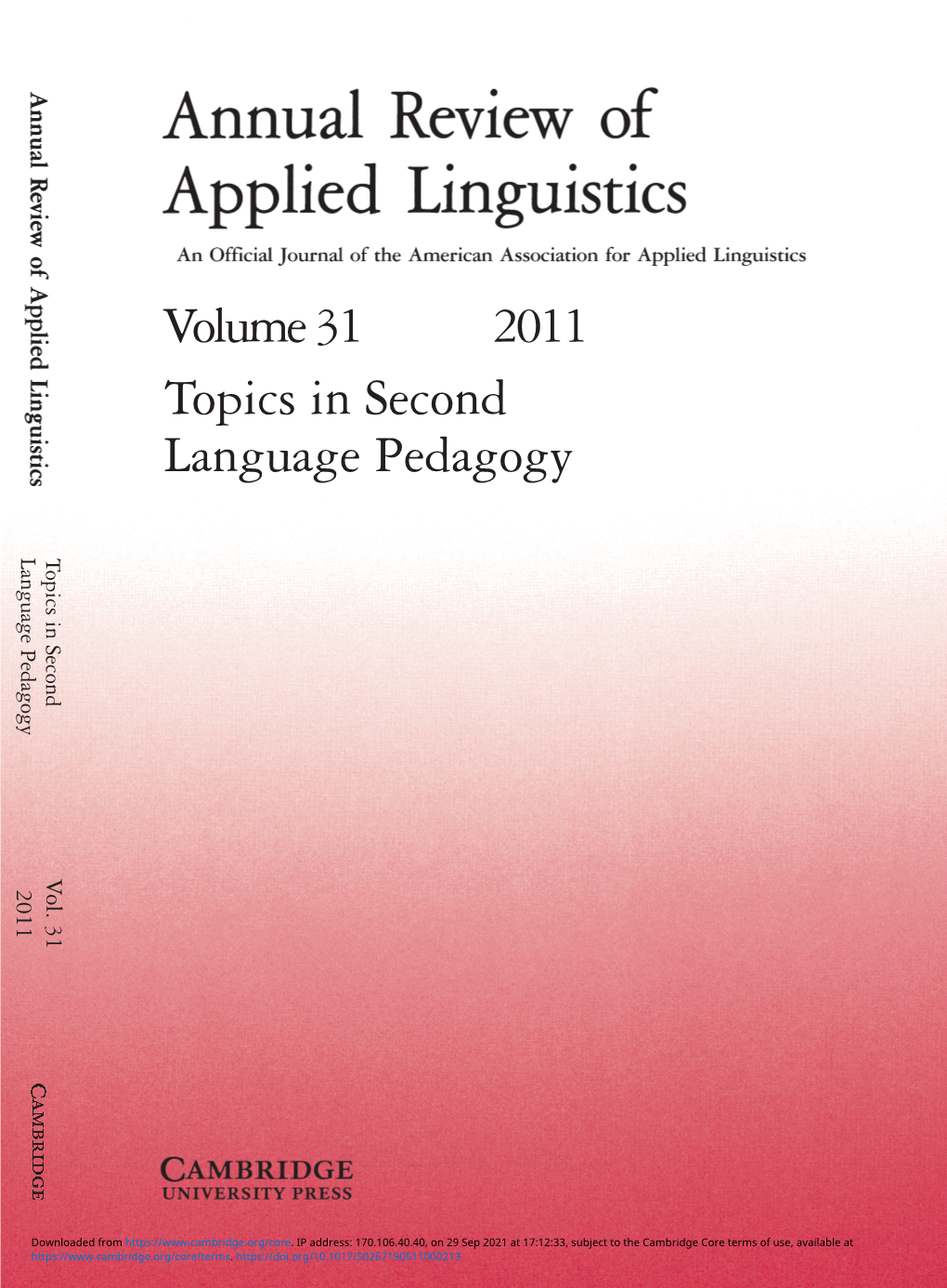 Volume 31 2011 Topics in Second Language Pedagogy