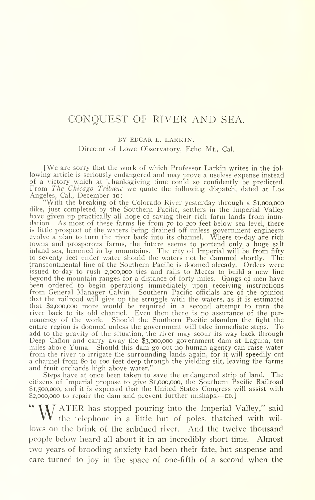 Conquest of River and Sea. (Illustrated.)