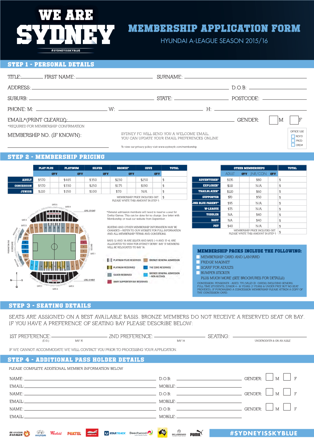 Membership Application Form Hyundai A-League Season 2015/16