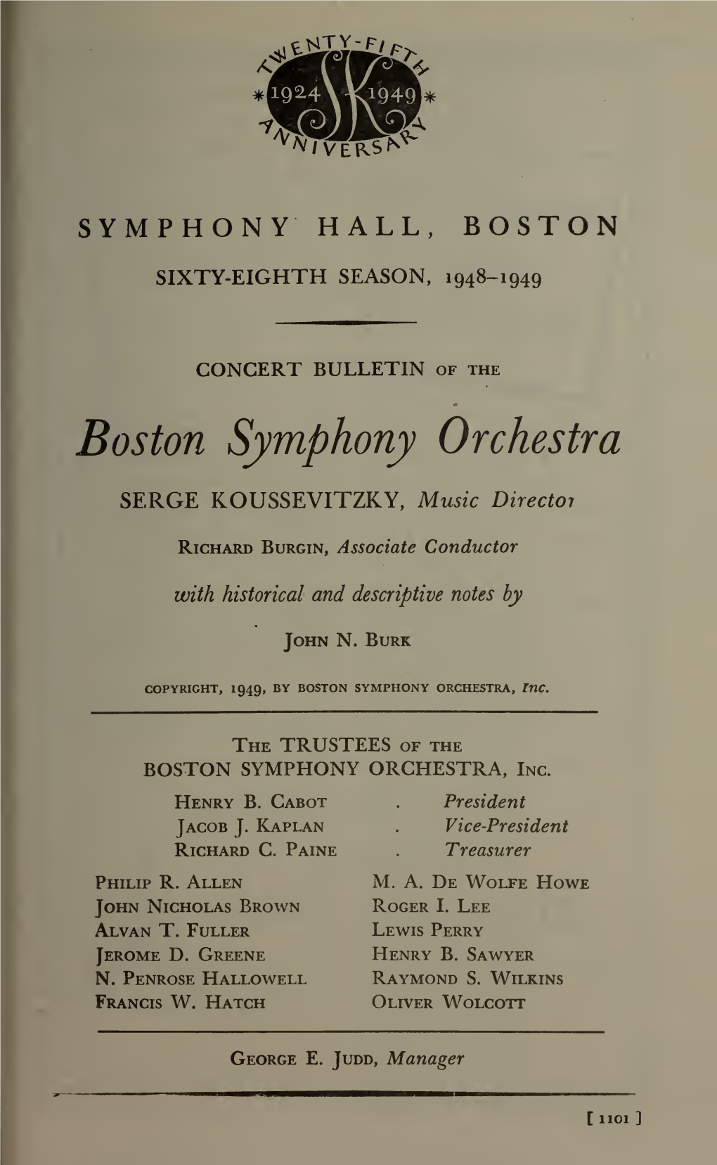 Boston Symphony Orchestra Concert Programs, Season 68, 1948-1949