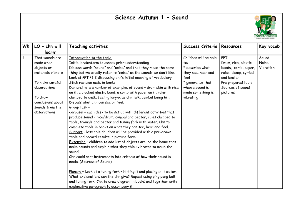 Science Autumn 1 Sound