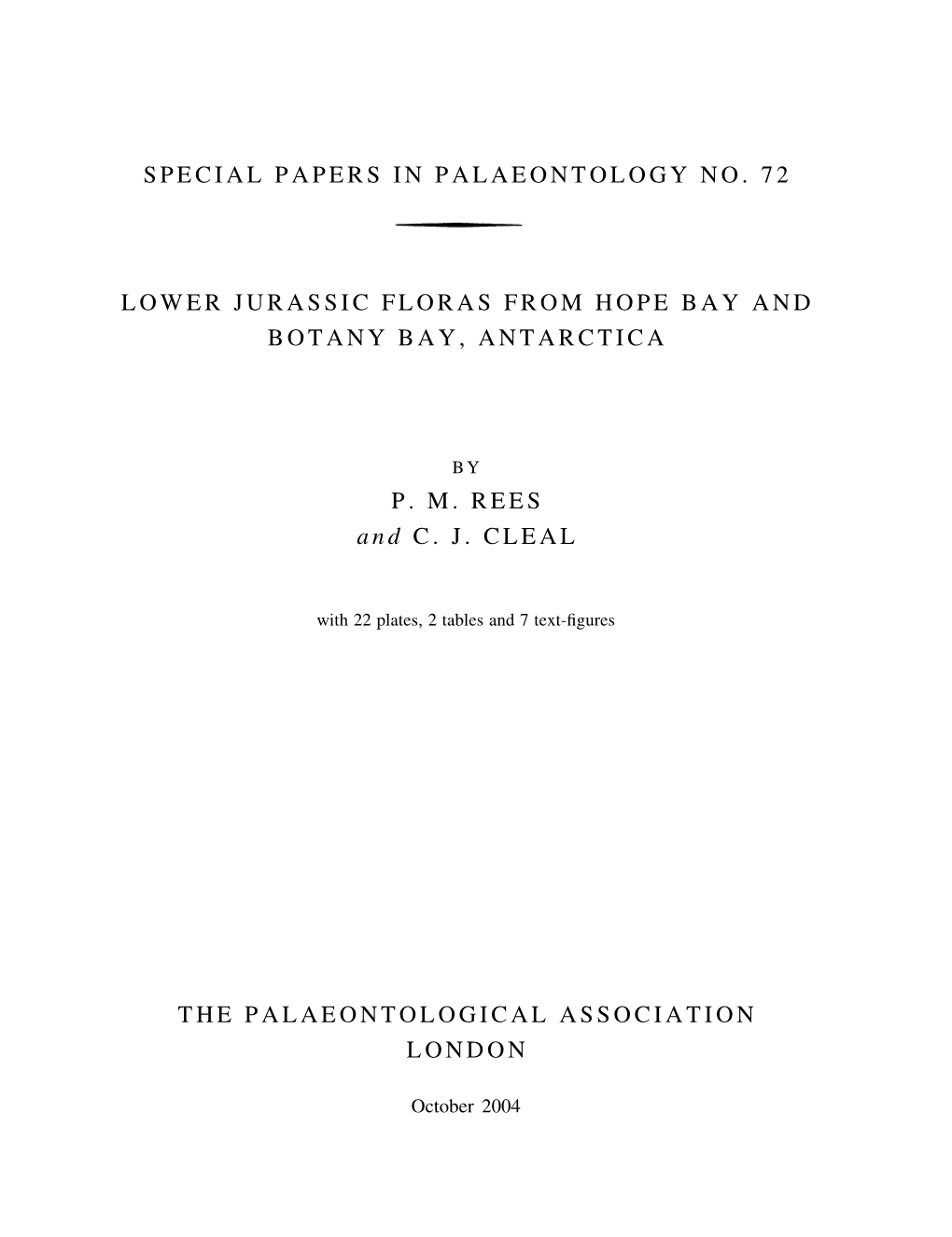 Special Papers in Palaeontology No. 72 Lower