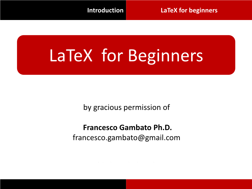 Latex for Beginners