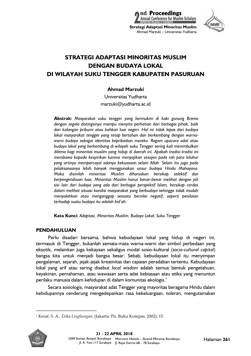 Strategi Adaptasi Minoritas Muslim Dengan Budaya Lokal Di Wilayah Suku Tengger Kabupaten Pasuruan