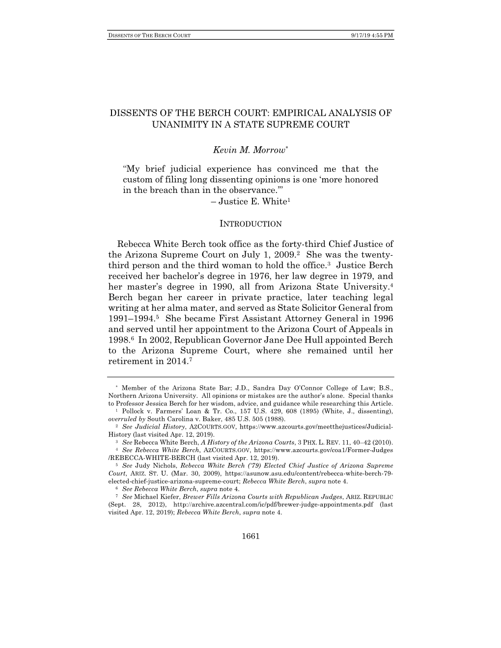 Empirical Analysis of Unanimity in a State Supreme Court