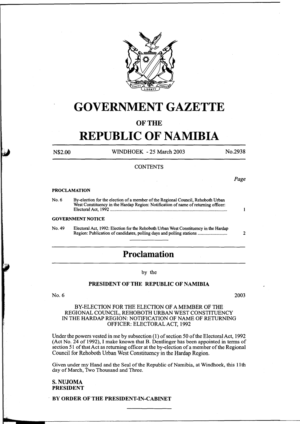 Government Gazette Republic of Namibia