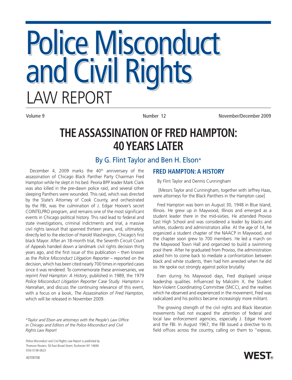 THE ASSASSINATION of FRED HAMPTON: 40 YEARS LATER by G