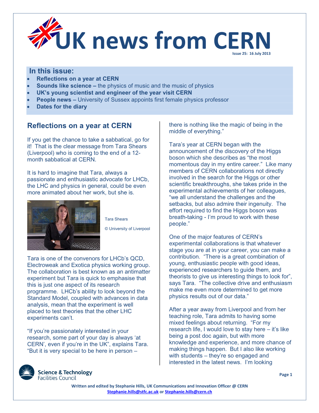 UK News from CERN Issue 25: 16 July 2013