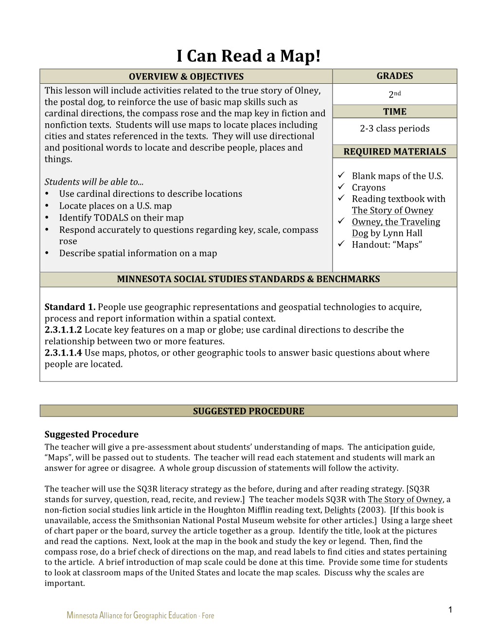 I Can Read a Map! OVERVIEW & OBJECTIVES GRADES