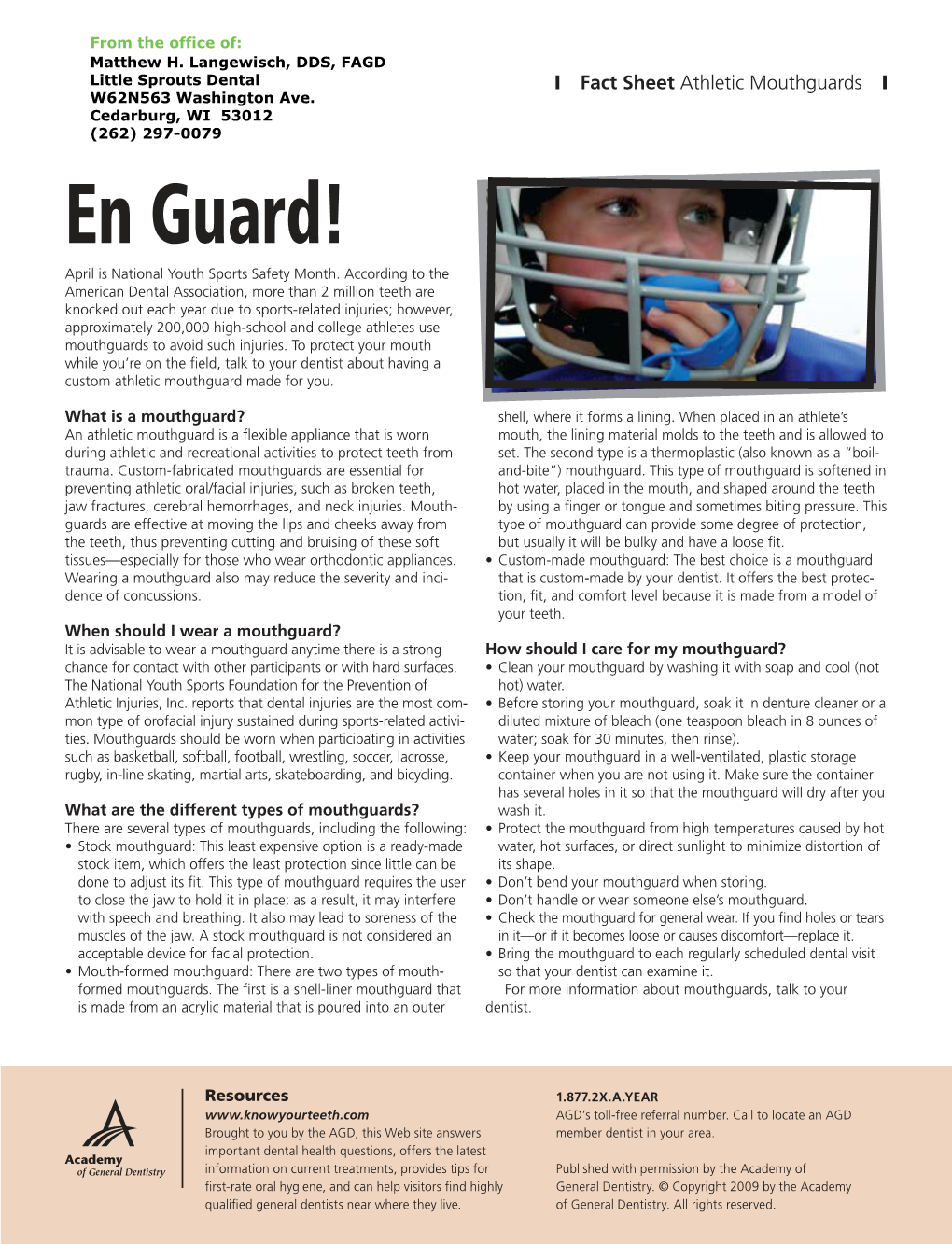 Athletic Mouthguard Fact Sheet