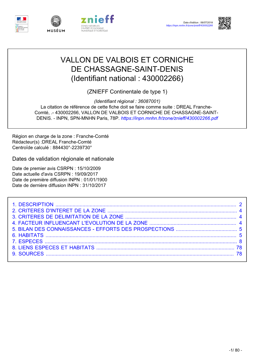 VALLON DE VALBOIS ET CORNICHE DE CHASSAGNE-SAINT-DENIS (Identifiant National : 430002266)