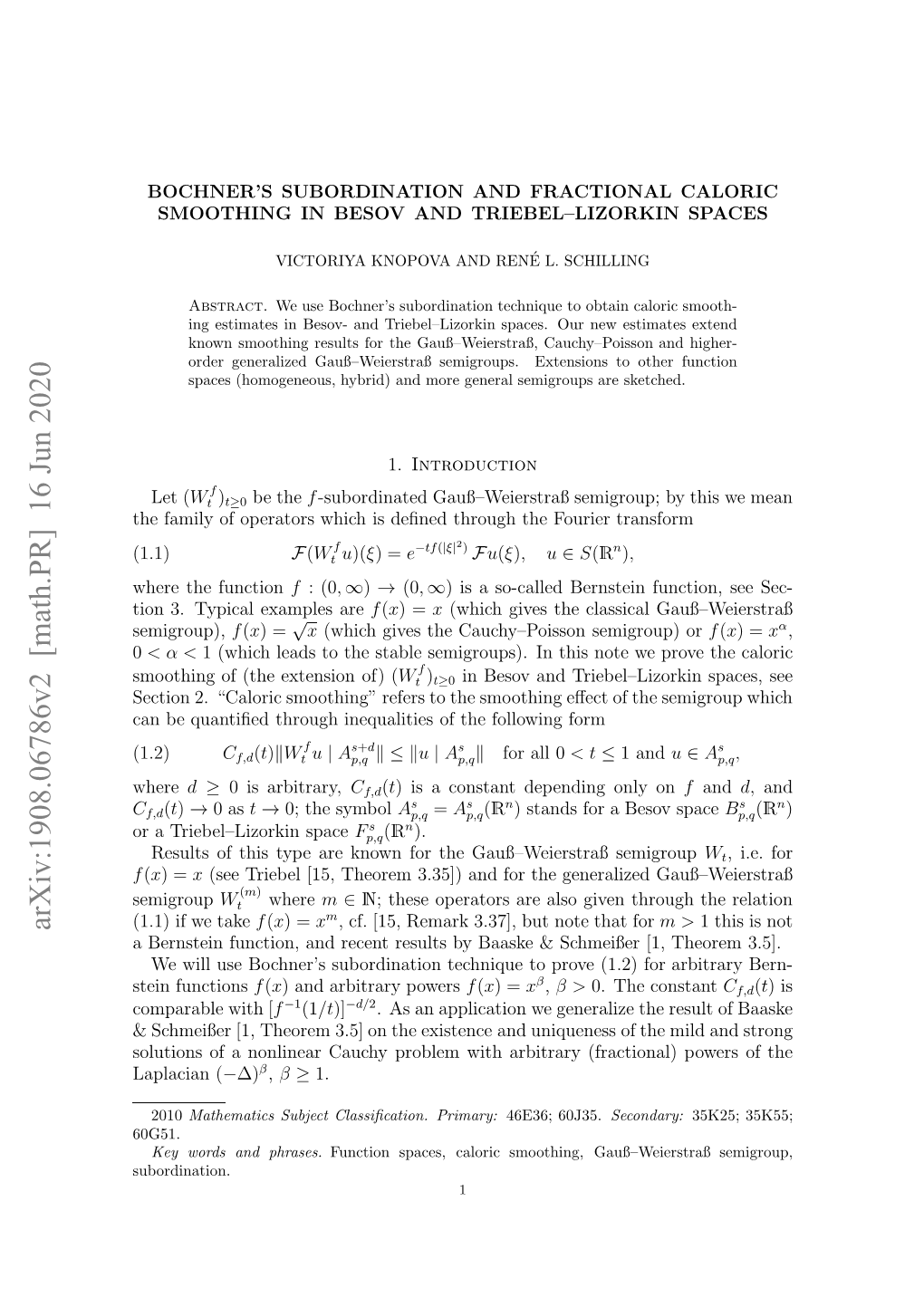 Arxiv:1908.06786V2 [Math.PR]