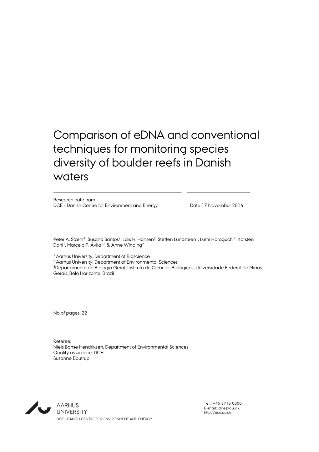 Comparison of Edna and Conventional Techniques for Monitoring Species Diversity of Boulder Reefs in Danish Waters