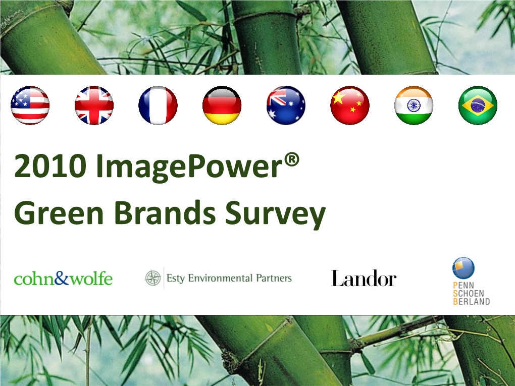 Top Green Brands from 2010 Imagepower® Survey Top Green Brands from 2010 Imagepower® Survey