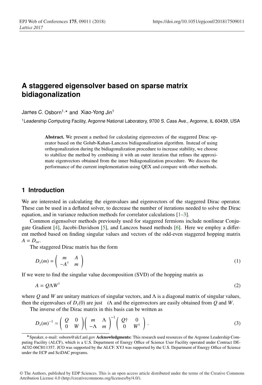 A Staggered Eigensolver Based on Sparse Matrix Bidiagonalization