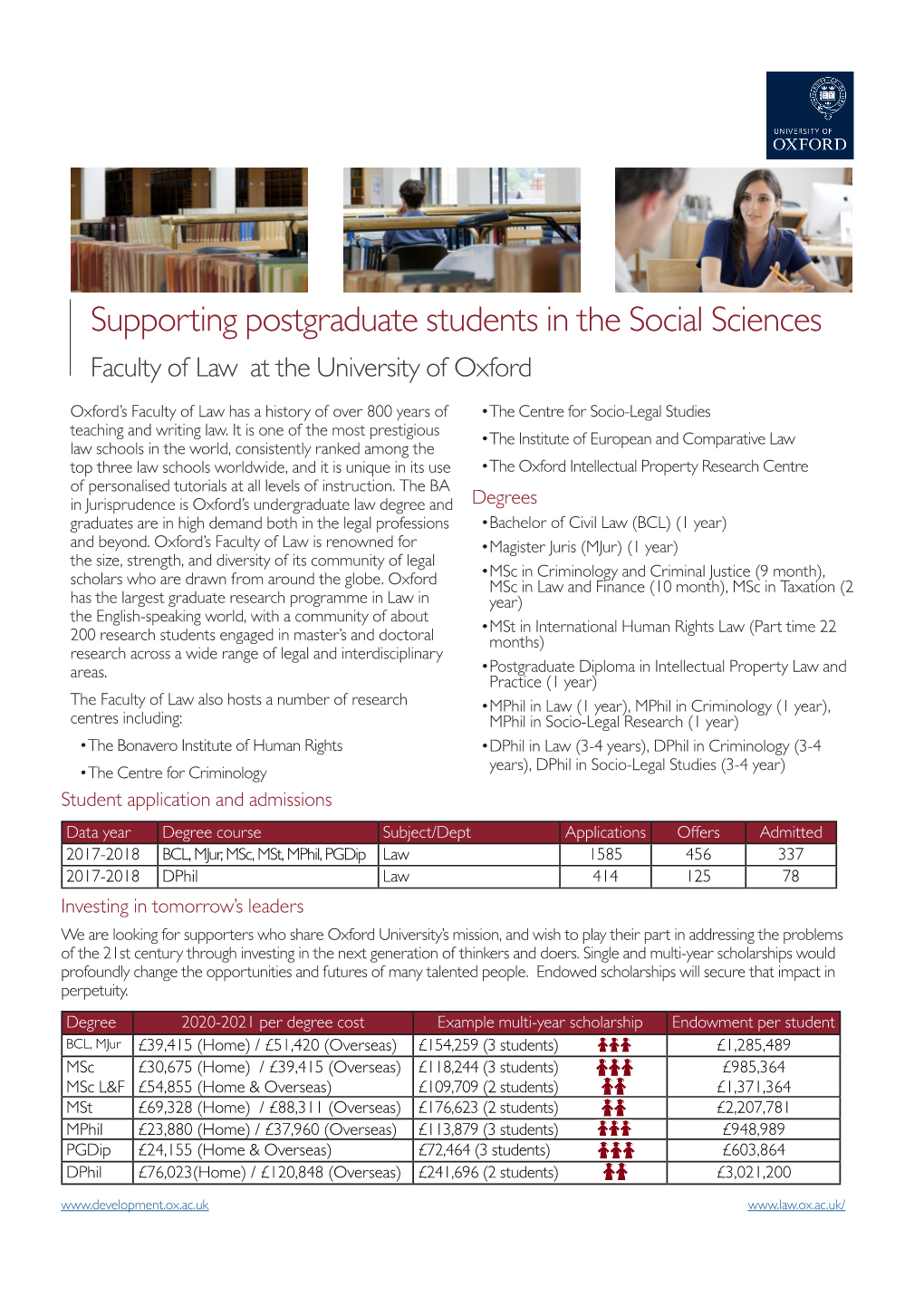 Supporting Postgraduate Students in the Social Sciences Faculty of Law at the University of Oxford