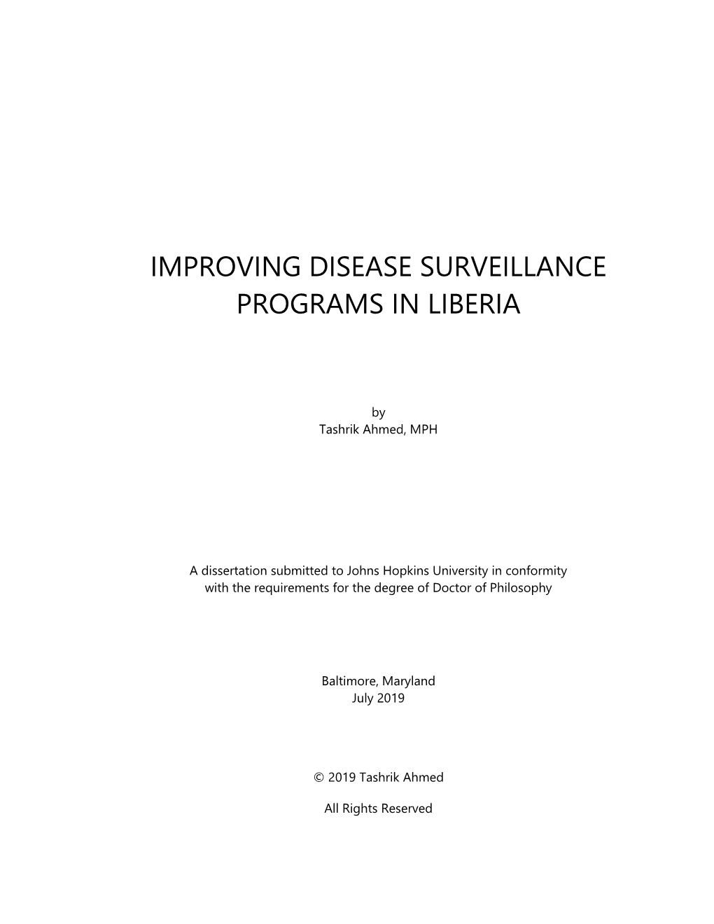 Improving Disease Surveillance Programs in Liberia