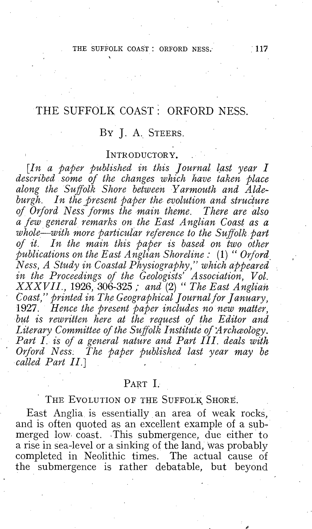 The Suffolk Coast: Orford Ness. by J. A. Steers