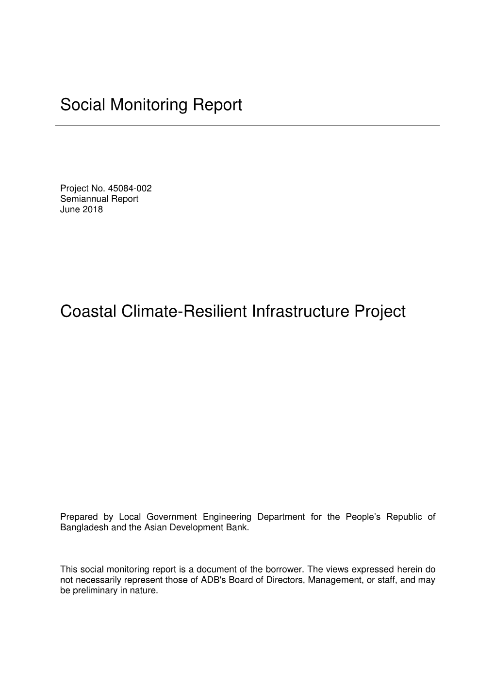 Coastal Climate-Resilient Infrastructure Project: Social