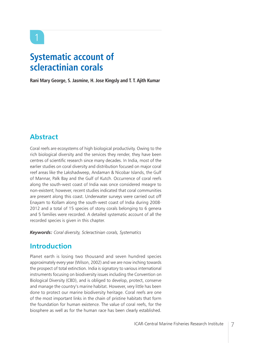 Systematic Account of Scleractinian Corals