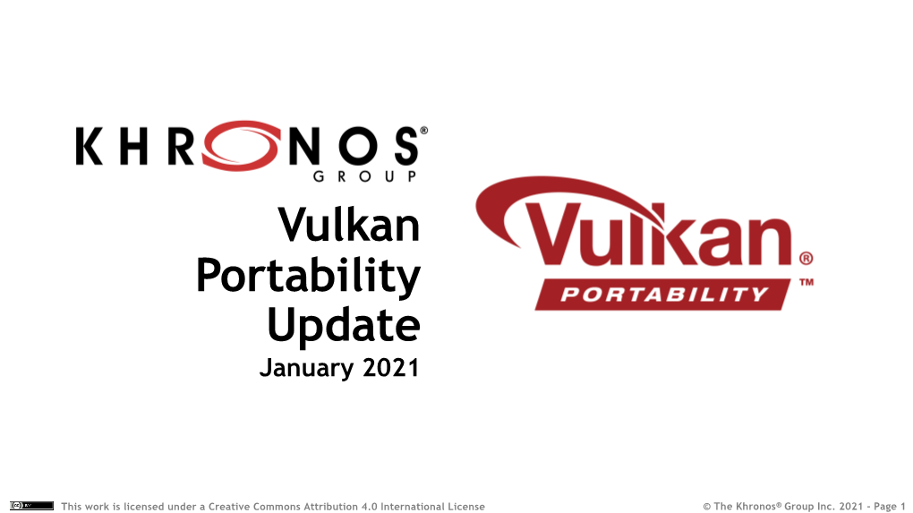 Vulkan Portability Update January 2021