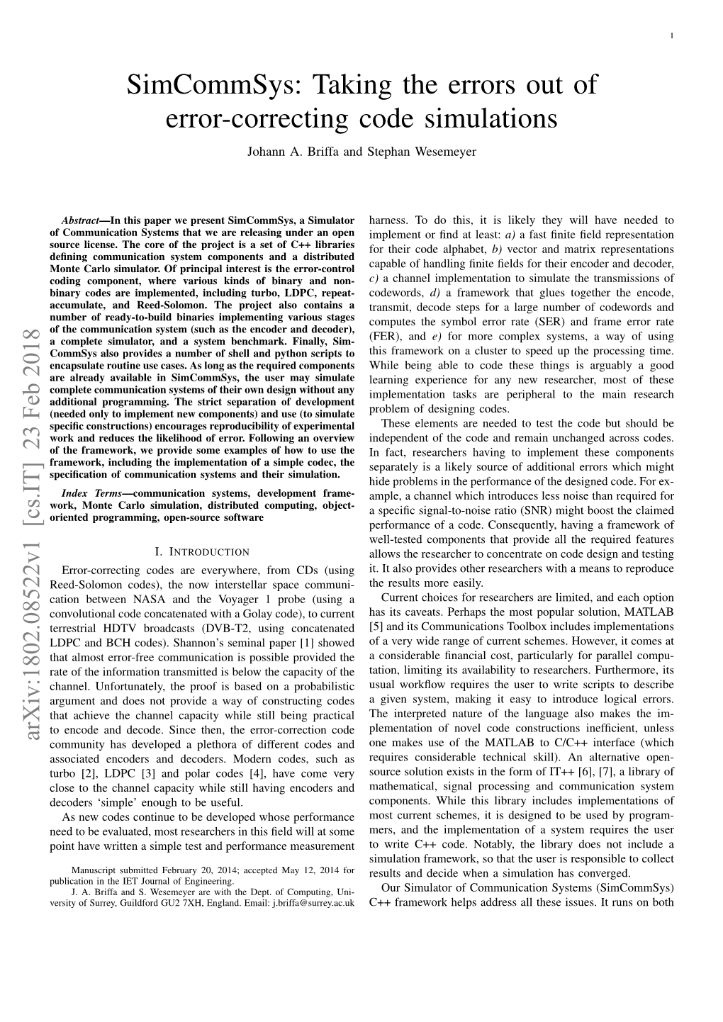 Taking the Errors out of Error-Correcting Code Simulations Johann A