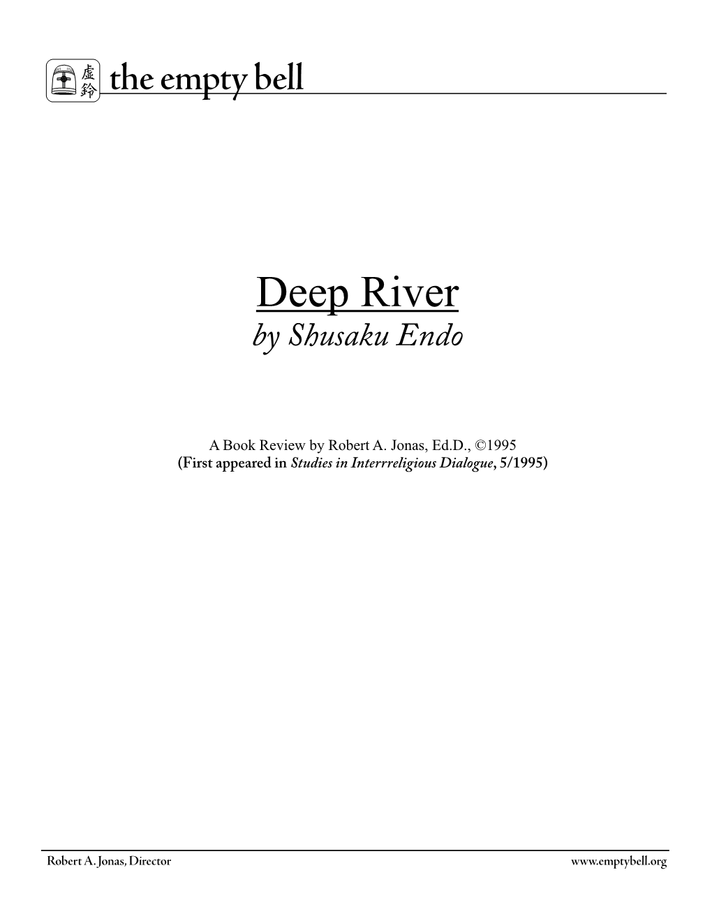 Deep River by Shusaku Endo