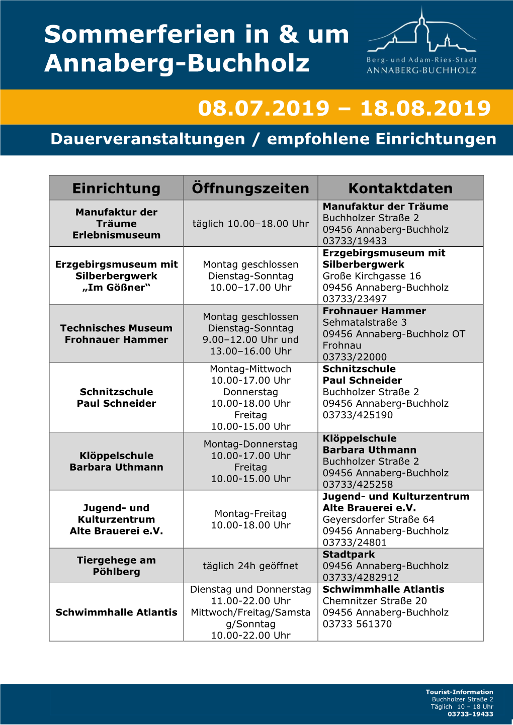 Sommerferien in & Um Annaberg-Buchholz
