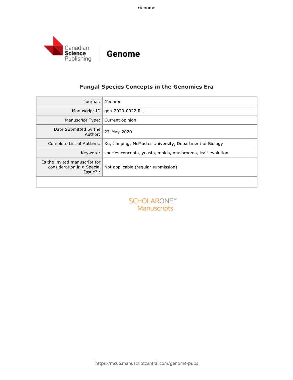 Fungal Species Concepts in the Genomics Era