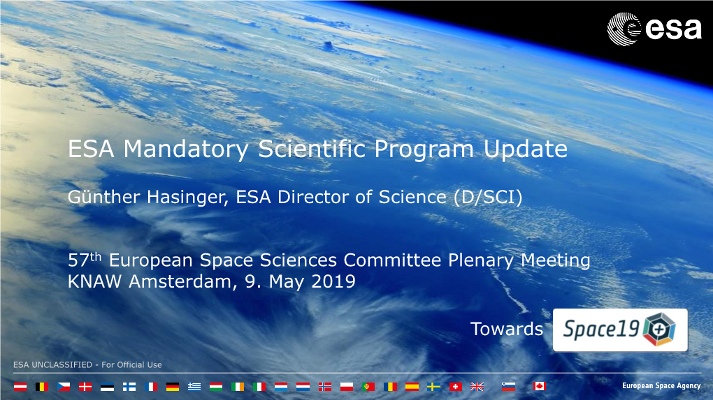ESA Mandatory Scientific Program Update