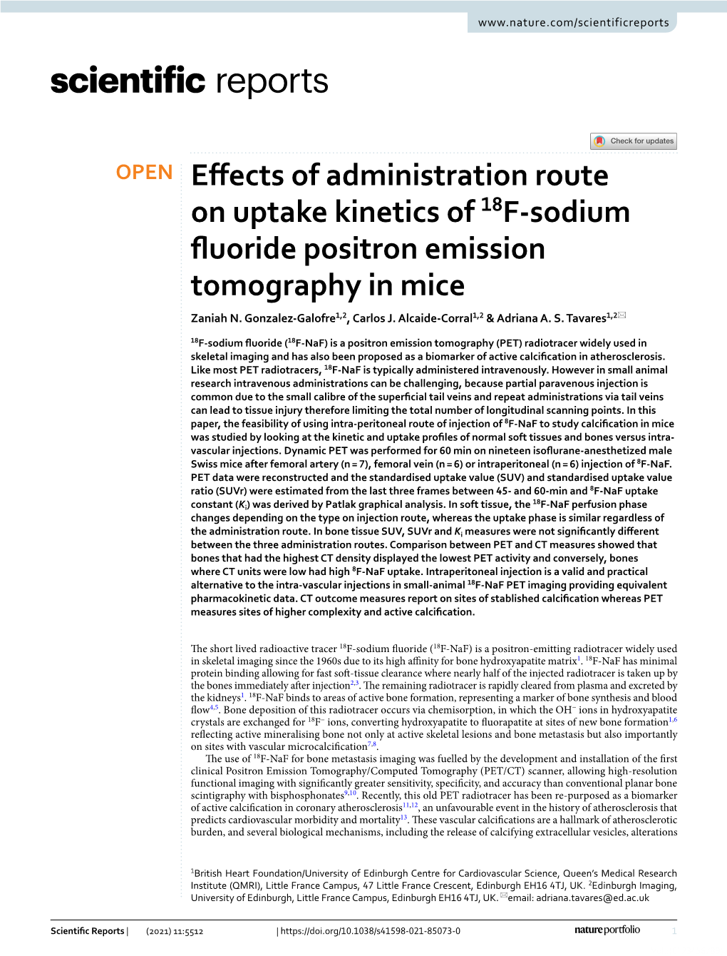 Effects of Administration Route on Uptake Kinetics of 18F-Sodium