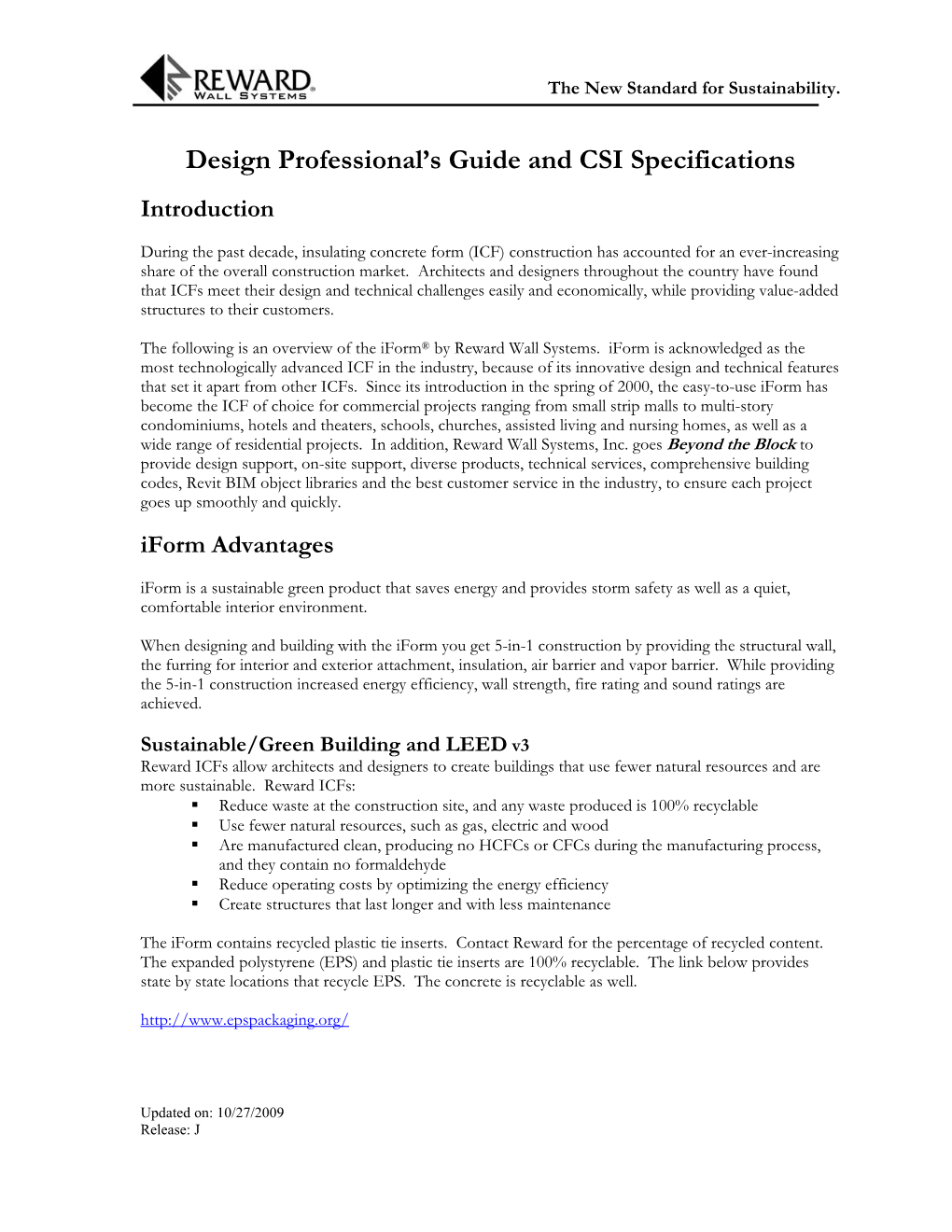 Design Professional's Guide and CSI Specifications