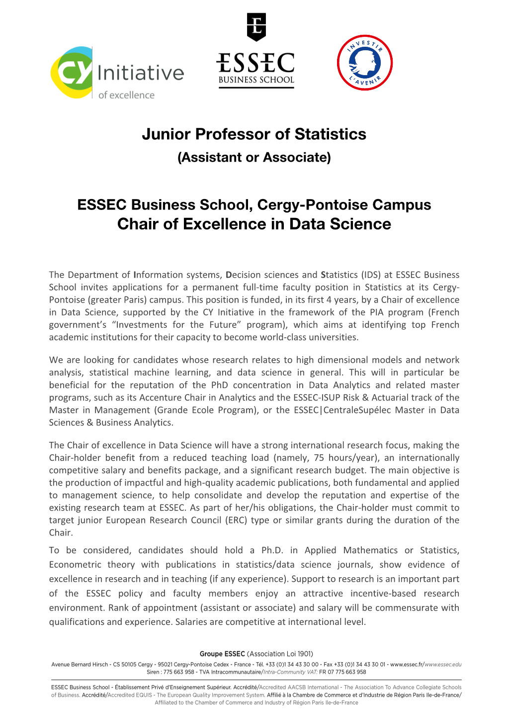 (Assistant Or Associate) ESSEC Business