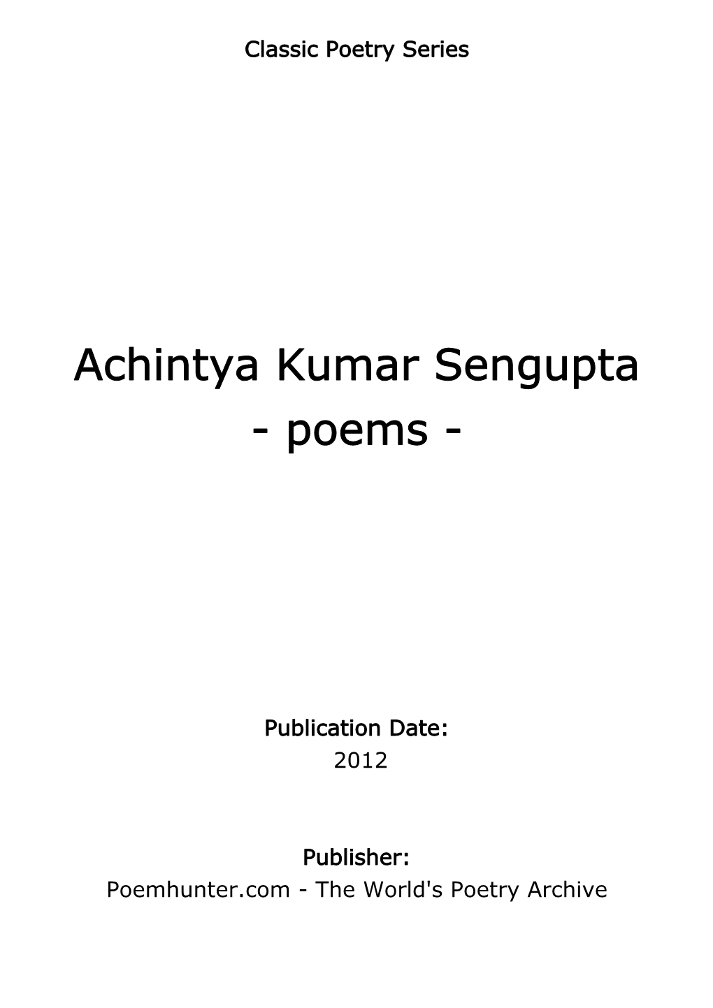 Achintya Kumar Sengupta - Poems