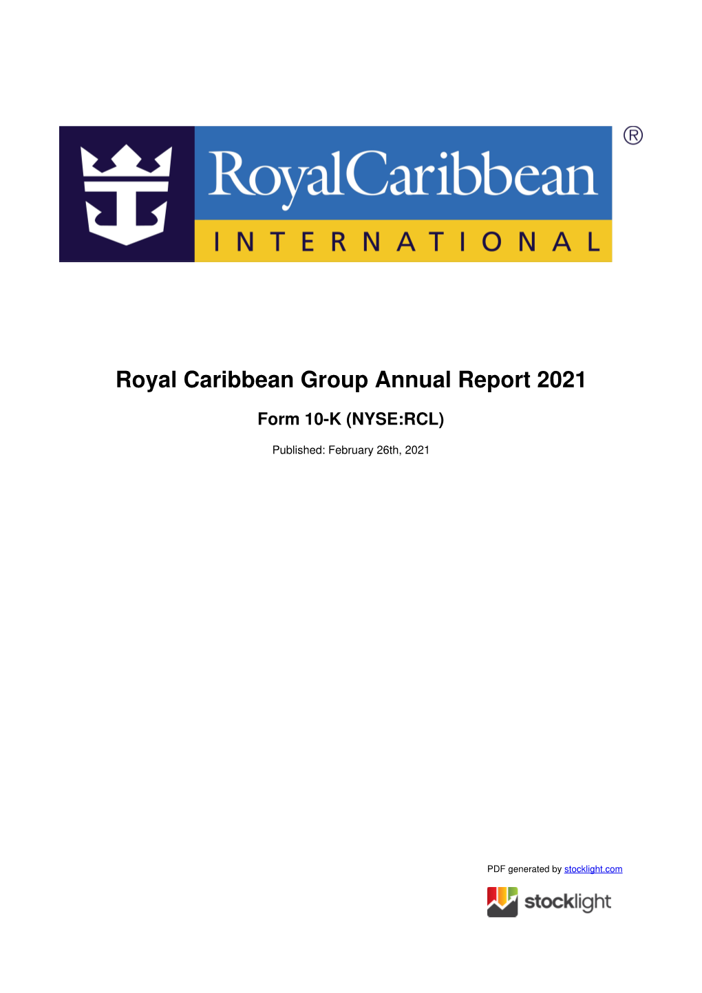 Royal Caribbean Group Annual Report 2021