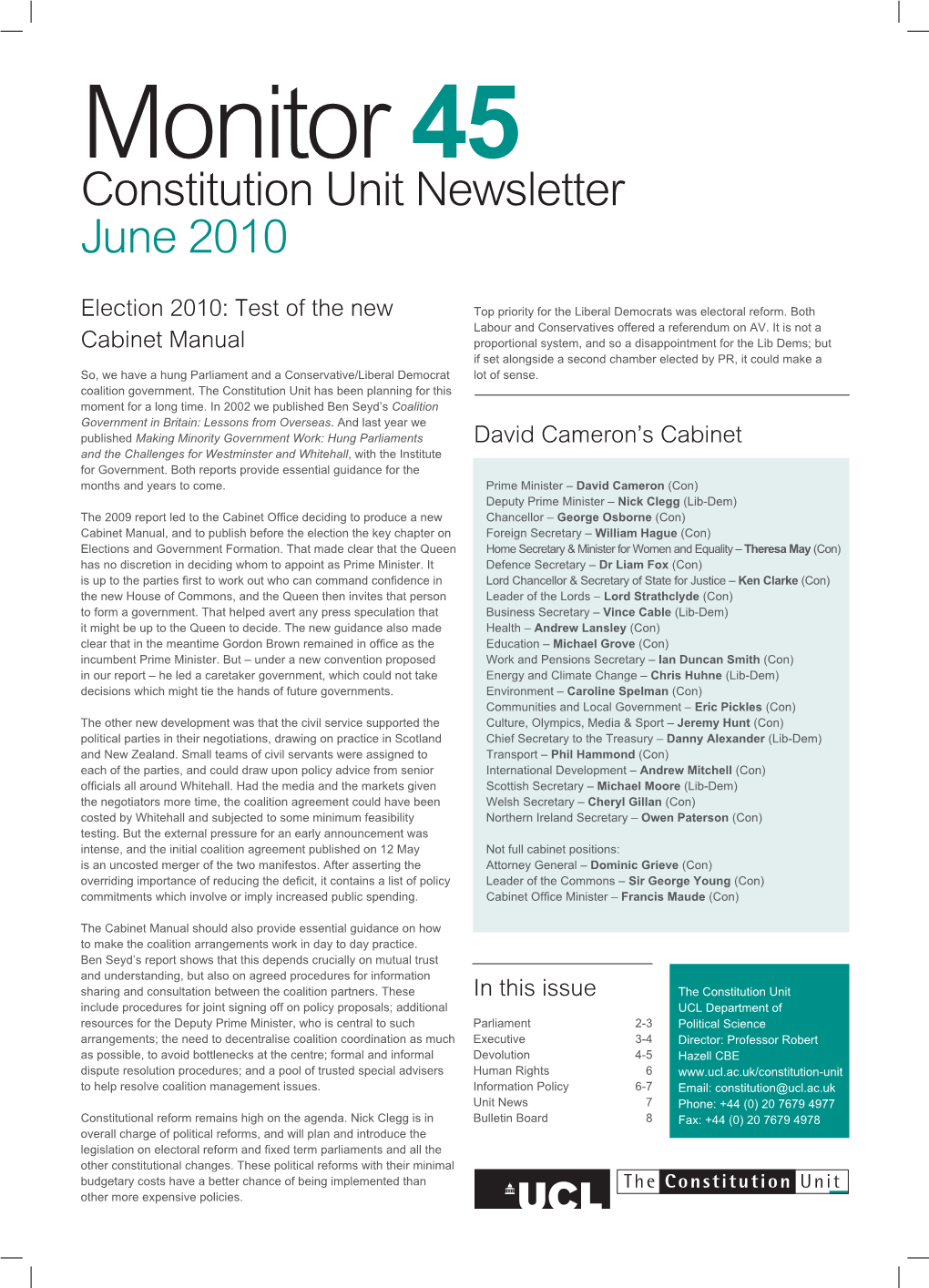 Constitution Unit Newsletter June 2010