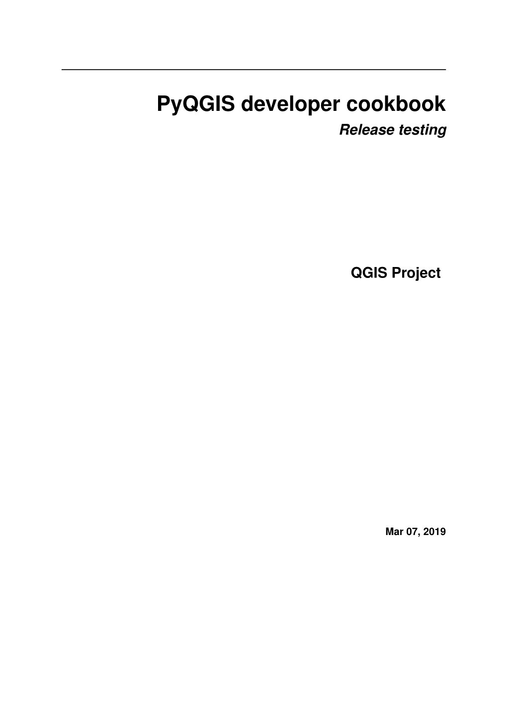 Pyqgis Developer Cookbook Release Testing
