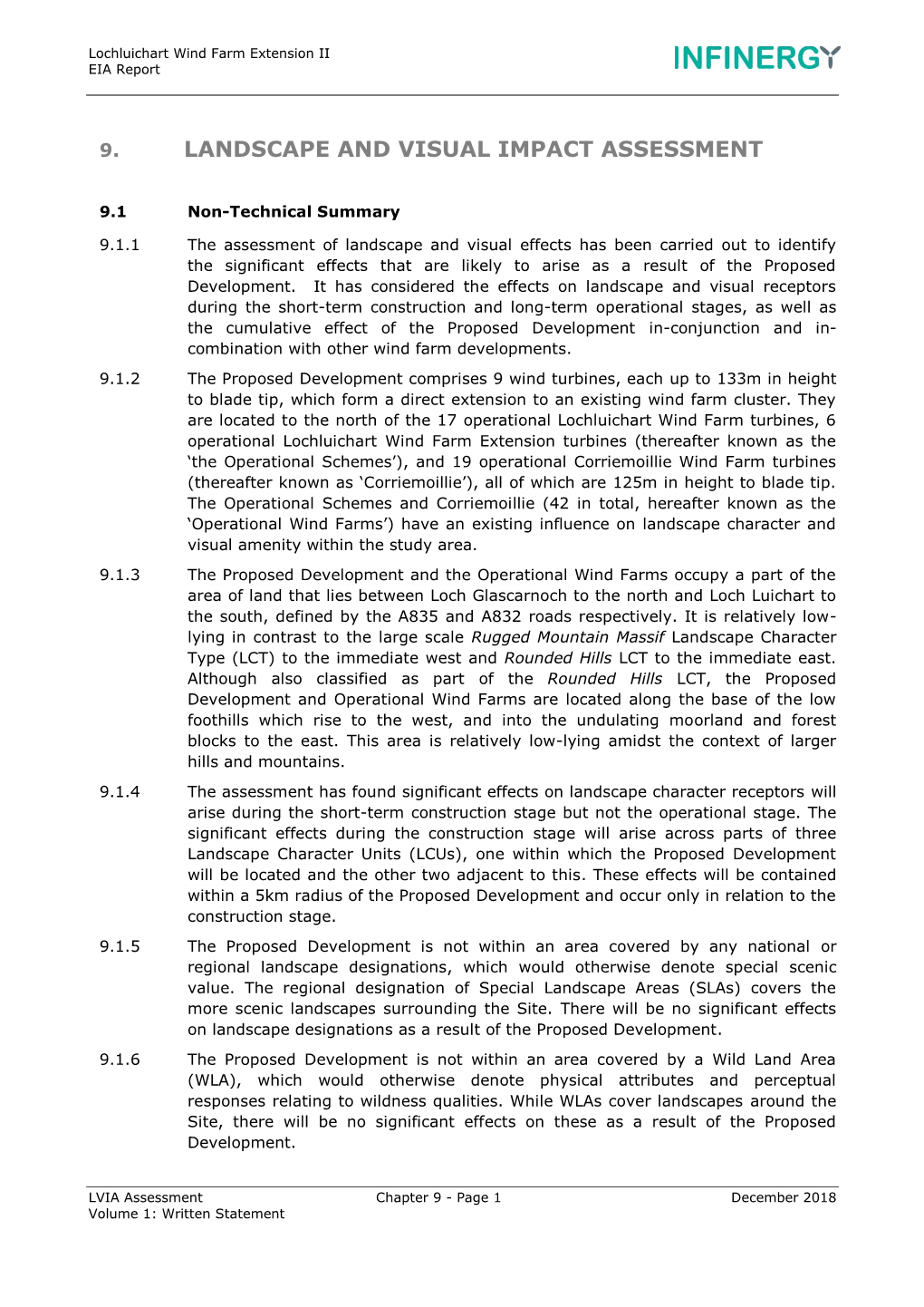 Chapter 9 - Page 1 December 2018 Volume 1: Written Statement