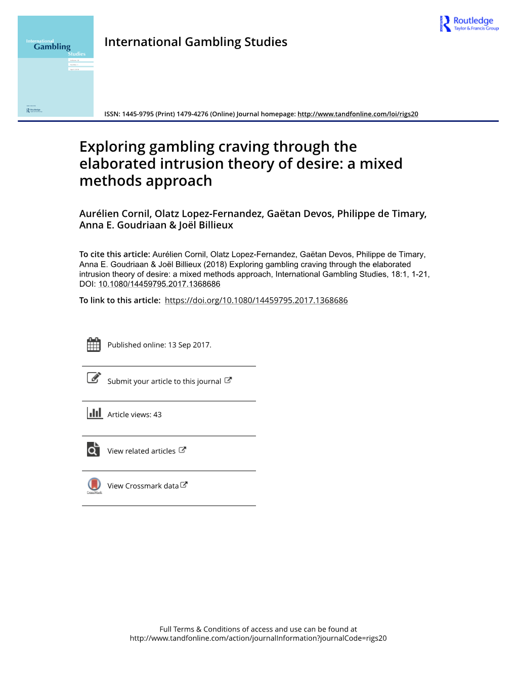 Exploring Gambling Craving Through the Elaborated Intrusion Theory of Desire: a Mixed Methods Approach