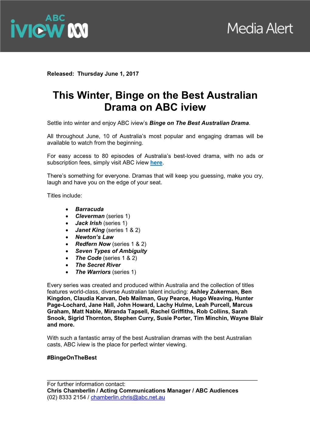 This Winter, Binge on the Best Australian Drama on ABC Iview