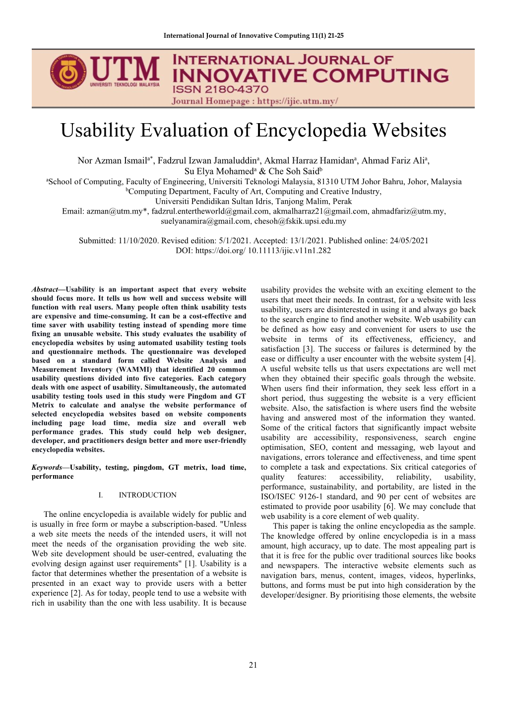 Usability Evaluation of Encyclopedia Websites